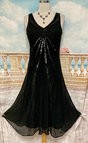 Black beaded sequin - sequin, midi