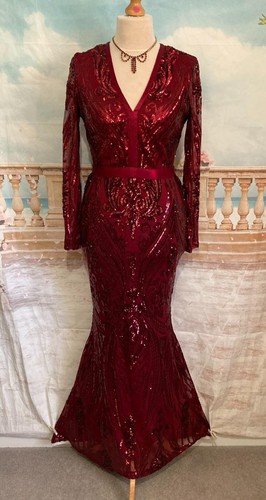 Evening dress red sequin - evening,