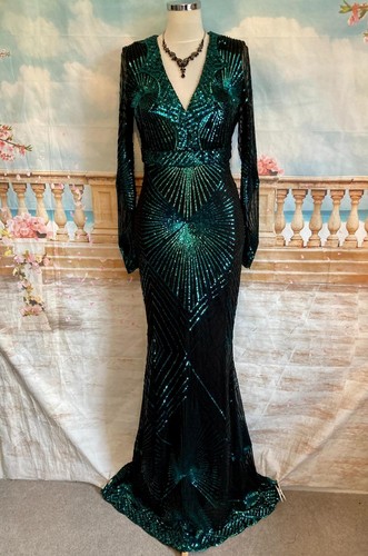 Black green sequin - sequin, maxi