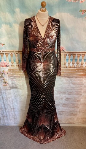 Black gold sequin maxi - maxi, evening